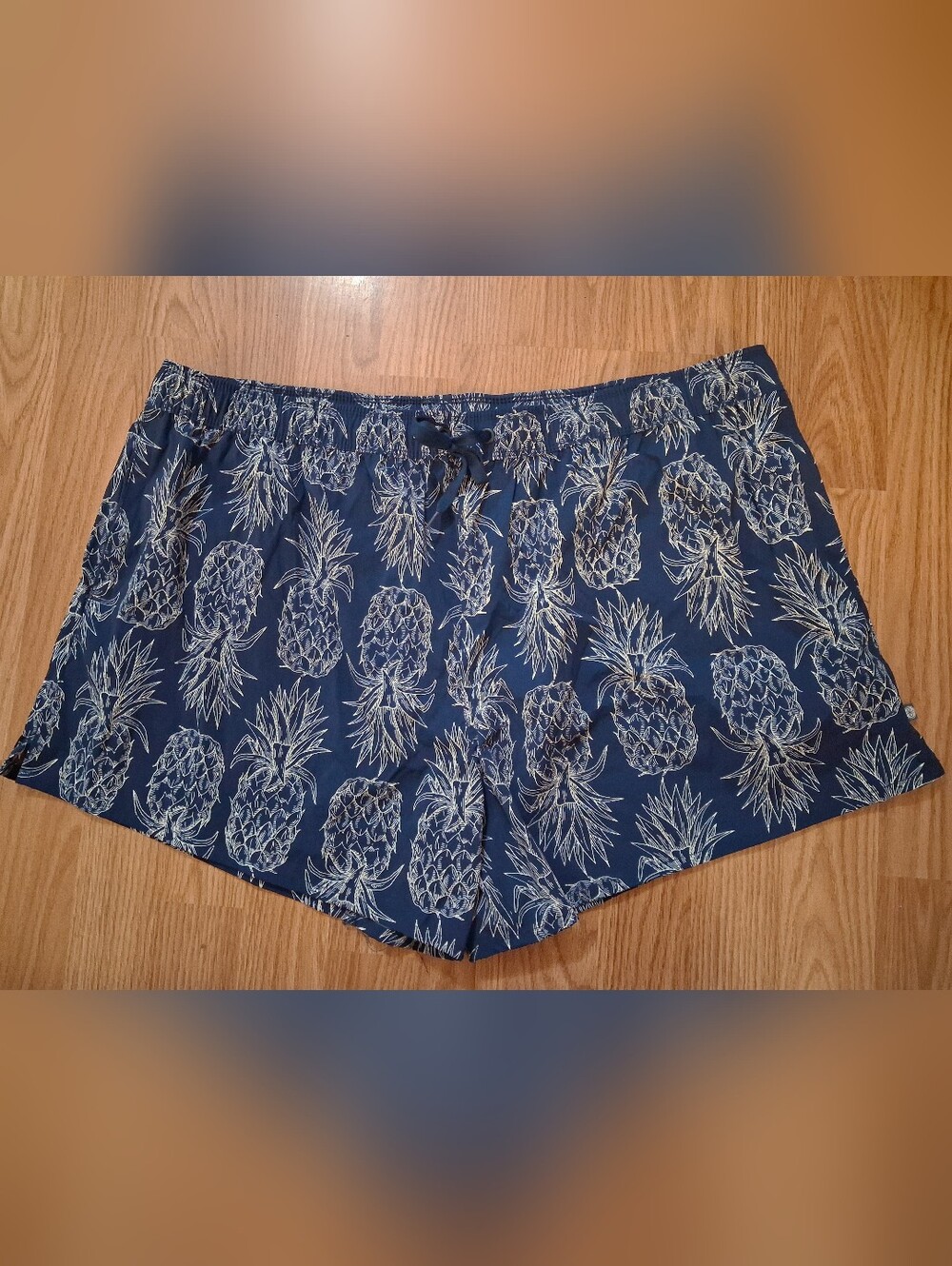 LAUREN JAMES Swim Trunks. Mens. Size 2XL.  Navy with White Pineapple Print